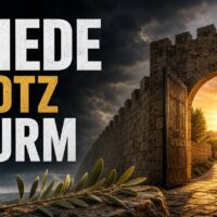 Frieden in Gott – starke Stadtmauer und offenes Tor im Morgenlicht