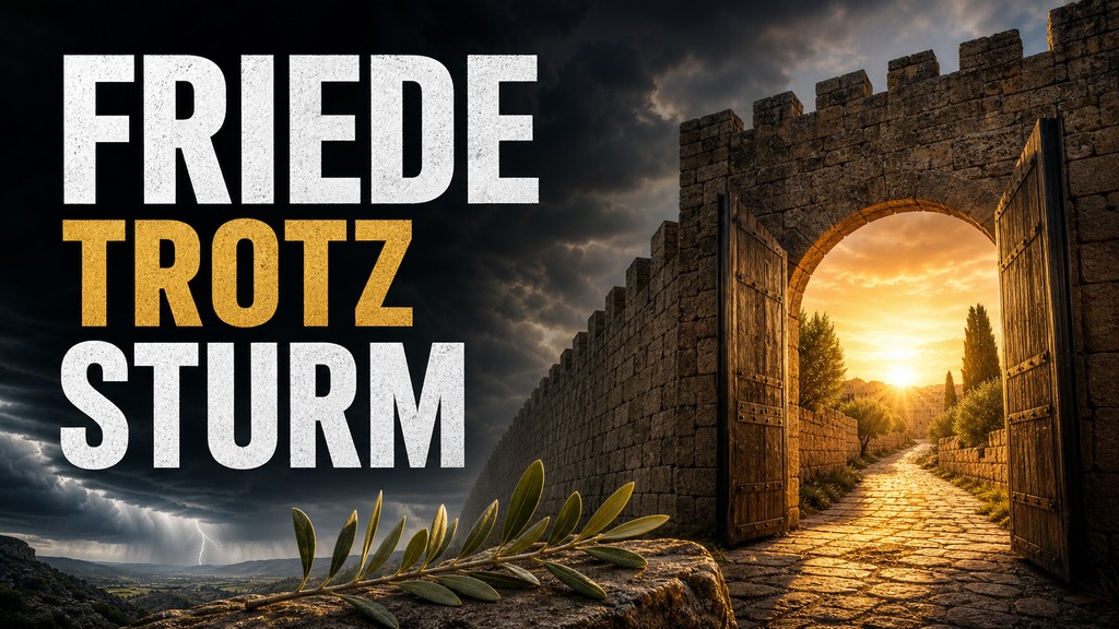 Frieden in Gott – starke Stadtmauer und offenes Tor im Morgenlicht