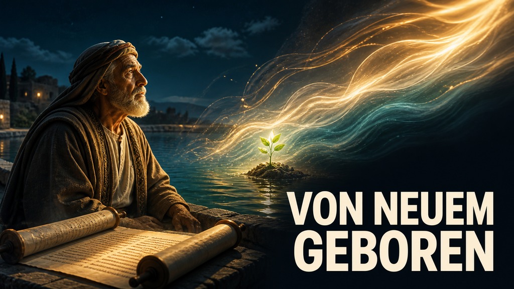 Nikodemus bei Nacht, Licht und Wind zur Wiedergeburt durch den Heiligen Geist
