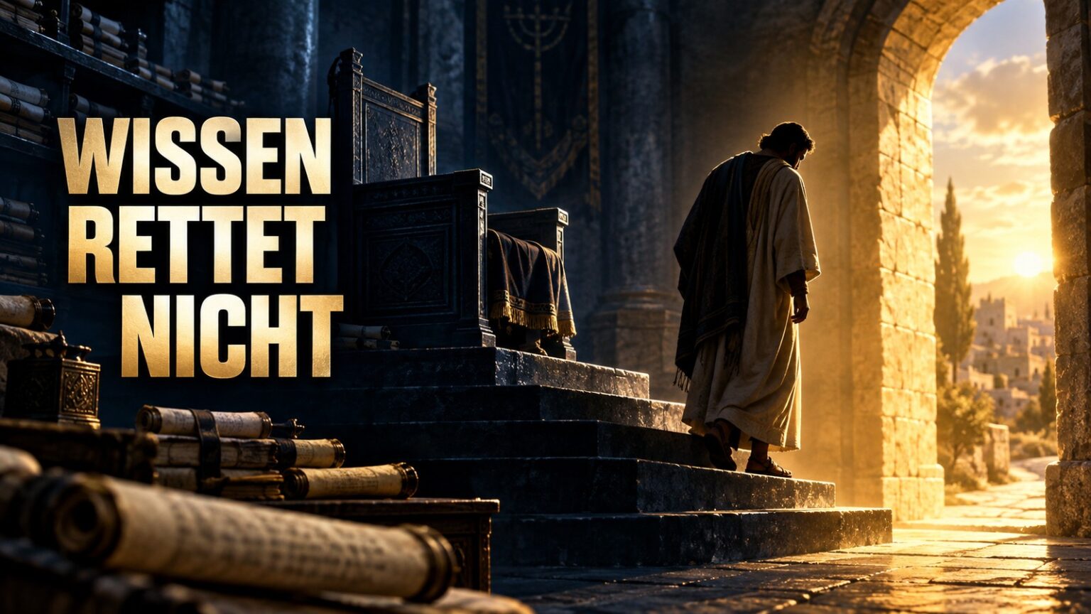 Demut vor Gott: Ein Schriftgelehrter verlässt den Sitz des Wissens und geht dem Licht entgegen